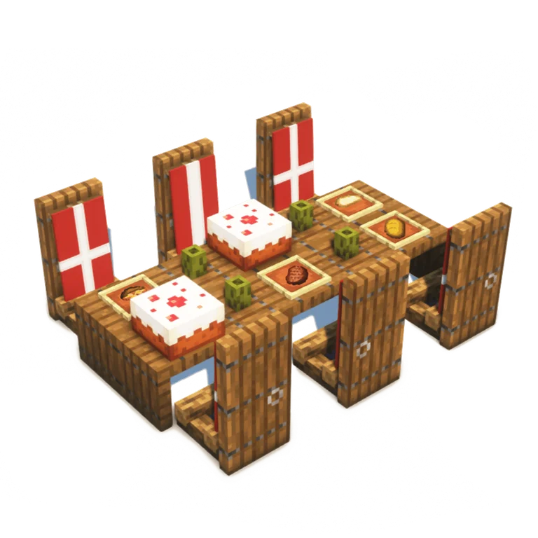 中世纪宴会长桌(Medieval Feast Table Set)建筑教程