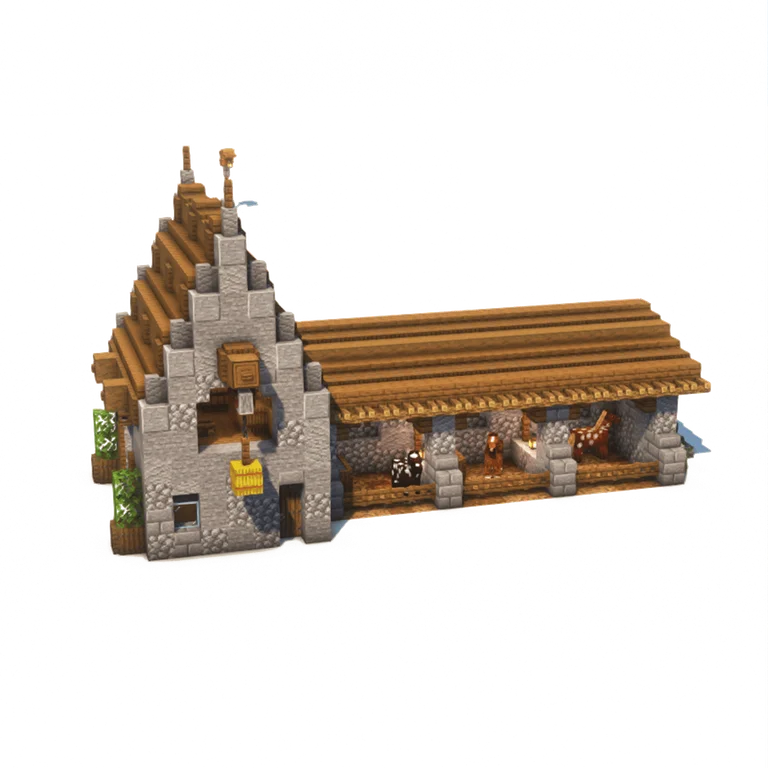 中世纪马厩(Medieval Horse Stable)建筑教程