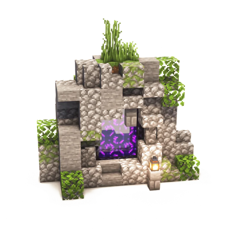 藤蔓废弃地狱门(Overgrown Decayed Nether Portal)建筑教程