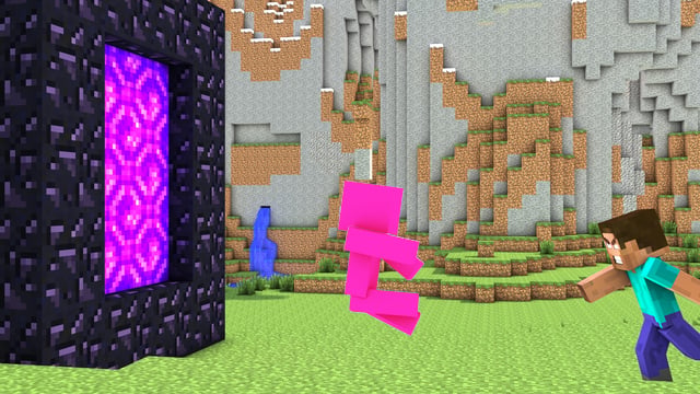 被 Herobrine 扔进下界传送门(Threw by Herobrine into a nether portal)
