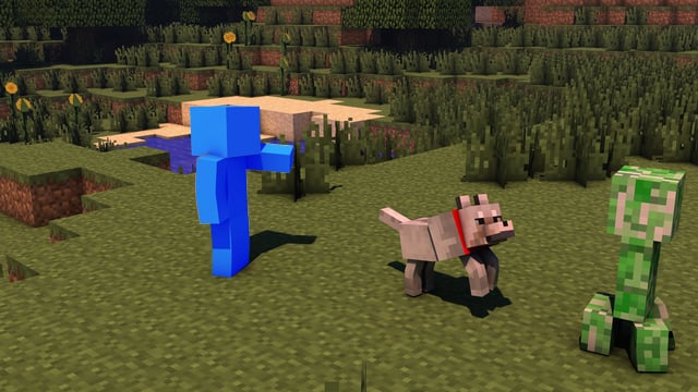 狼击杀苦力怕(Wolf killing creeper)